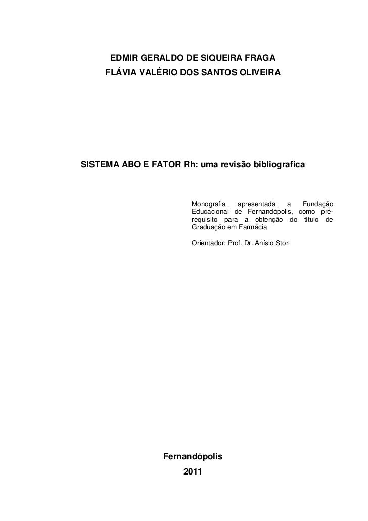 sistema abo e fator rh uma revisao bibliografica